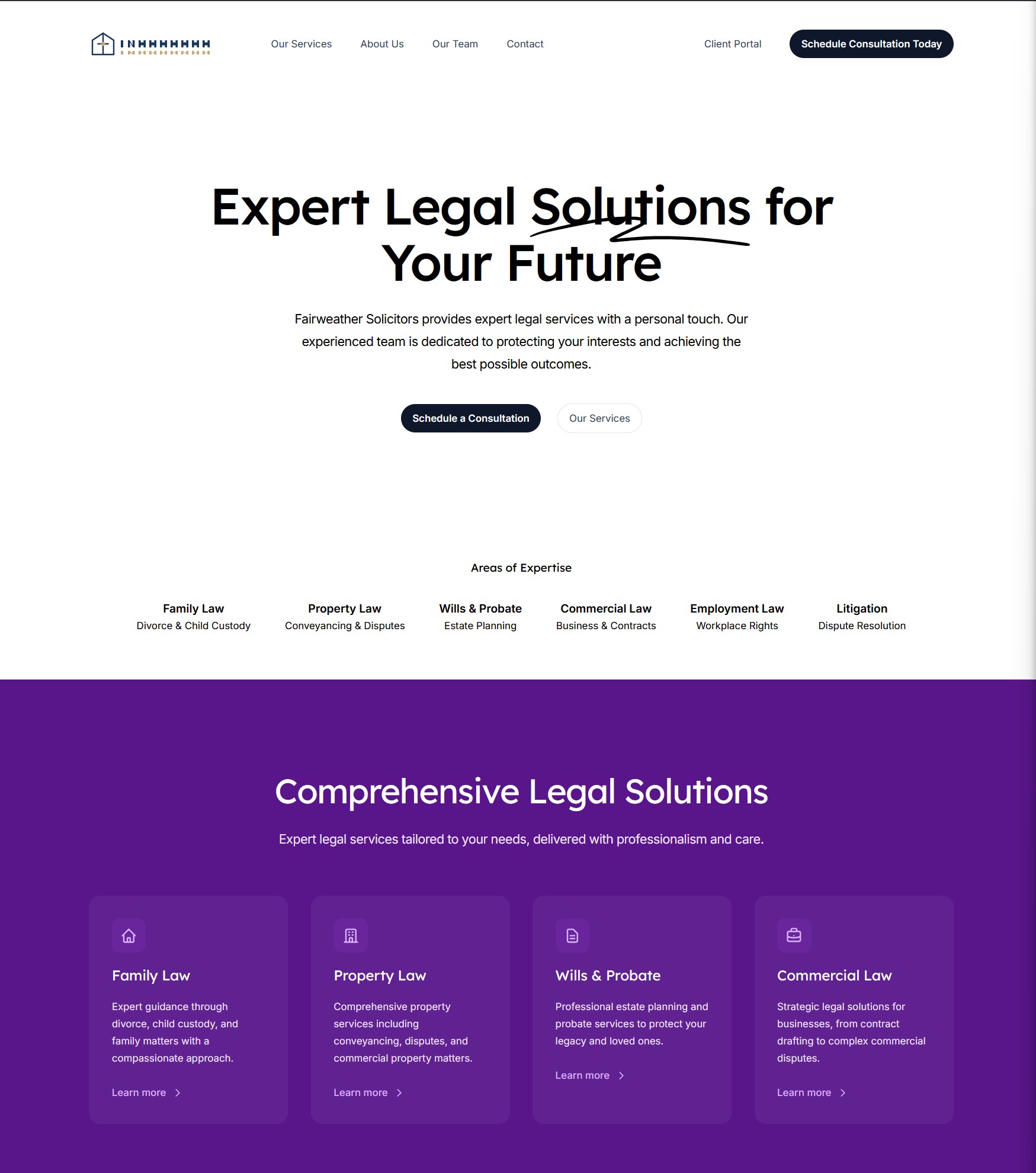 Fairweather Solicitors website screenshot